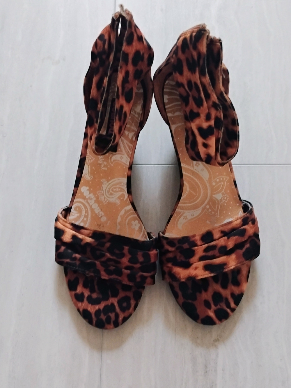 Dollhouse Leopard Print Ankle-Tie Heels - Brown/Black